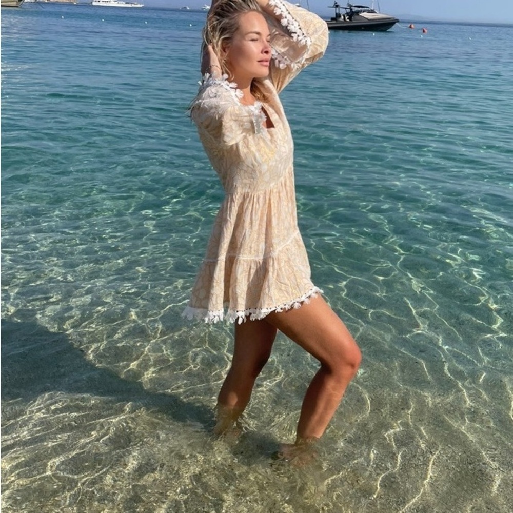 Cream Flowy Lace Swim Coverup